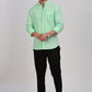 Sea Green Mandarin Collar Linen Shirt
