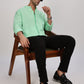 Sea Green Mandarin Collar Linen Shirt