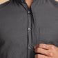 Dark Grey Mandarin Collar Linen Shirt