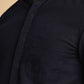 Navy Blue Mandarin Collar Linen Shirt
